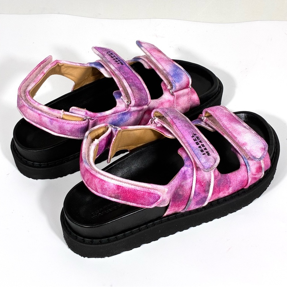 Isabel Marant Madee Platform Sandal Mulberry Tie Dye 41 10 NEW Flat Pink Purple - Picture 6 of 17
